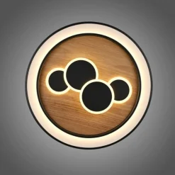 LED Deckenlampe rund Holz Schwarz Serienschalter 3000 K