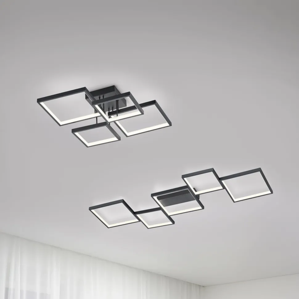 LED Deckenlampe Schwarz Metall L:120,5 cm 34 W dimmbar