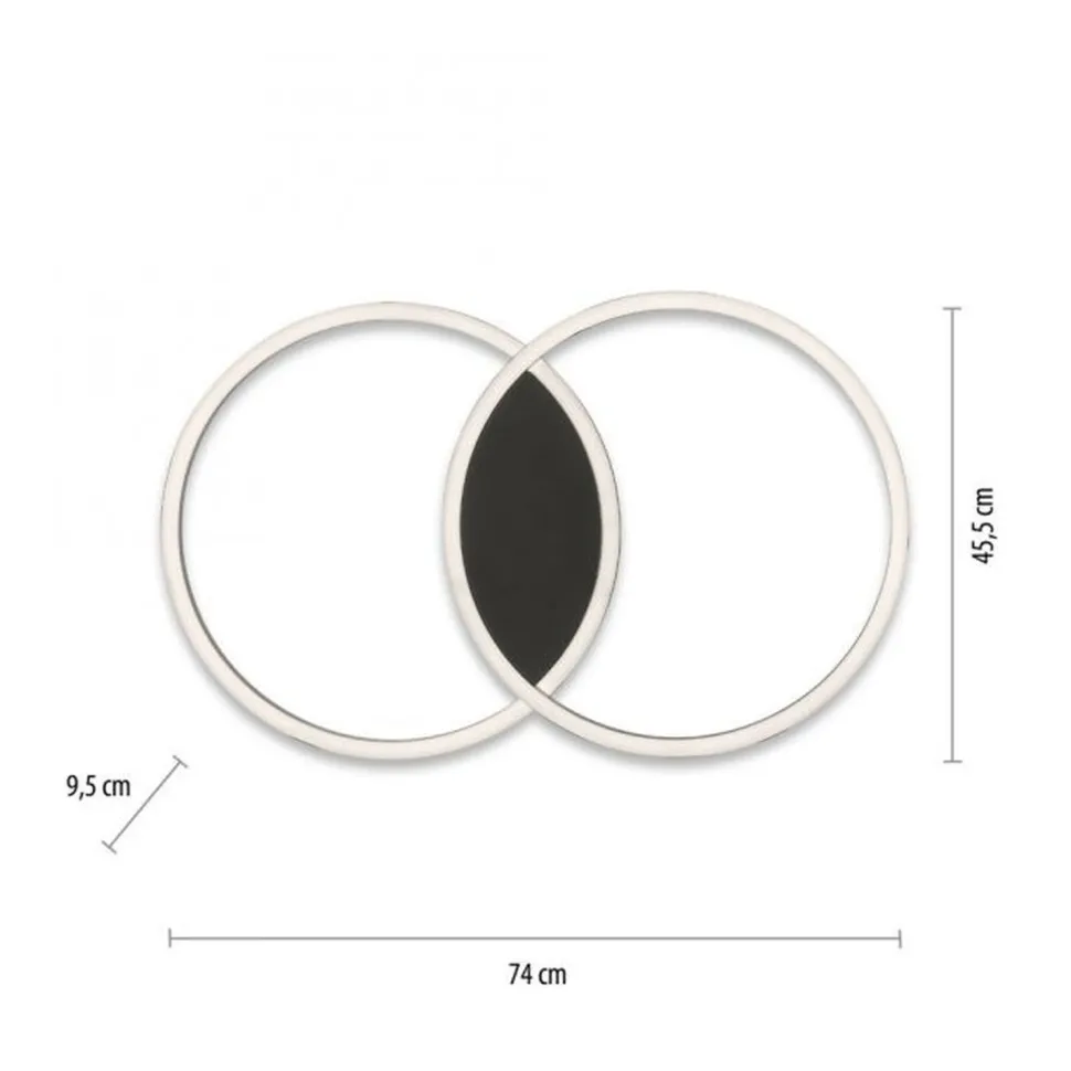 LED Deckenlampe Schwarz Ringe L:74 cm 4900 lm dimmbar