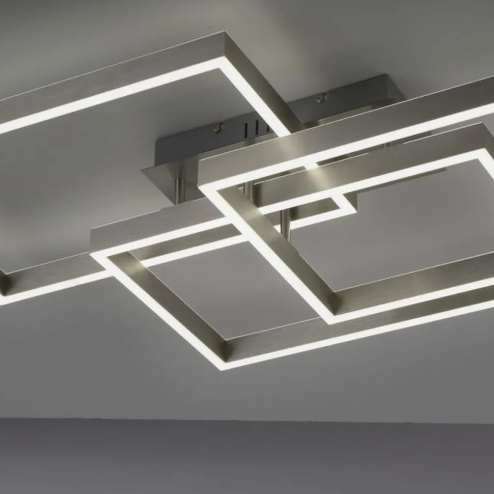 LED Deckenlampe Silber Fernbedienung 82 cm 45 W dimmbar