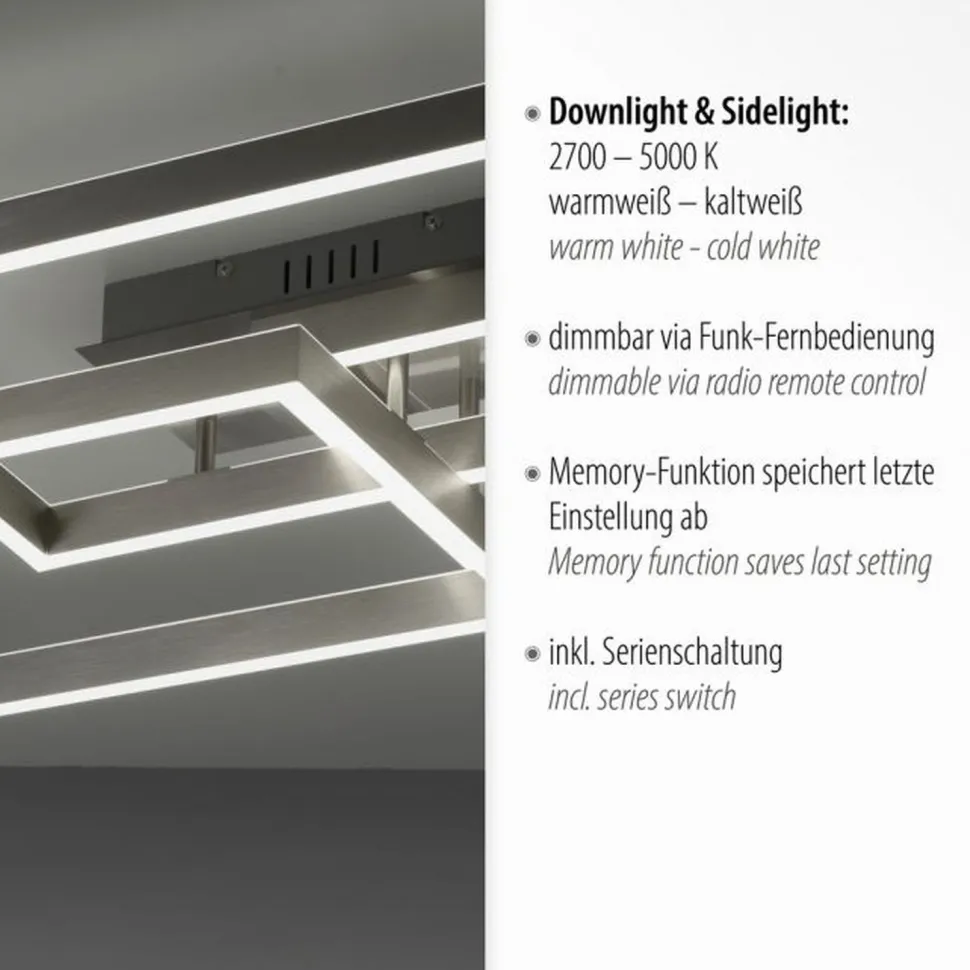 LED Deckenlampe Silber Fernbedienung 82 cm 45 W dimmbar