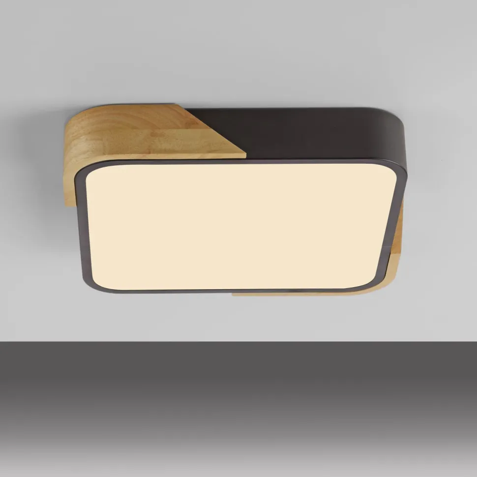 LED Deckenleuchte Holz L:32 cm Schwarz Natur 3000 K