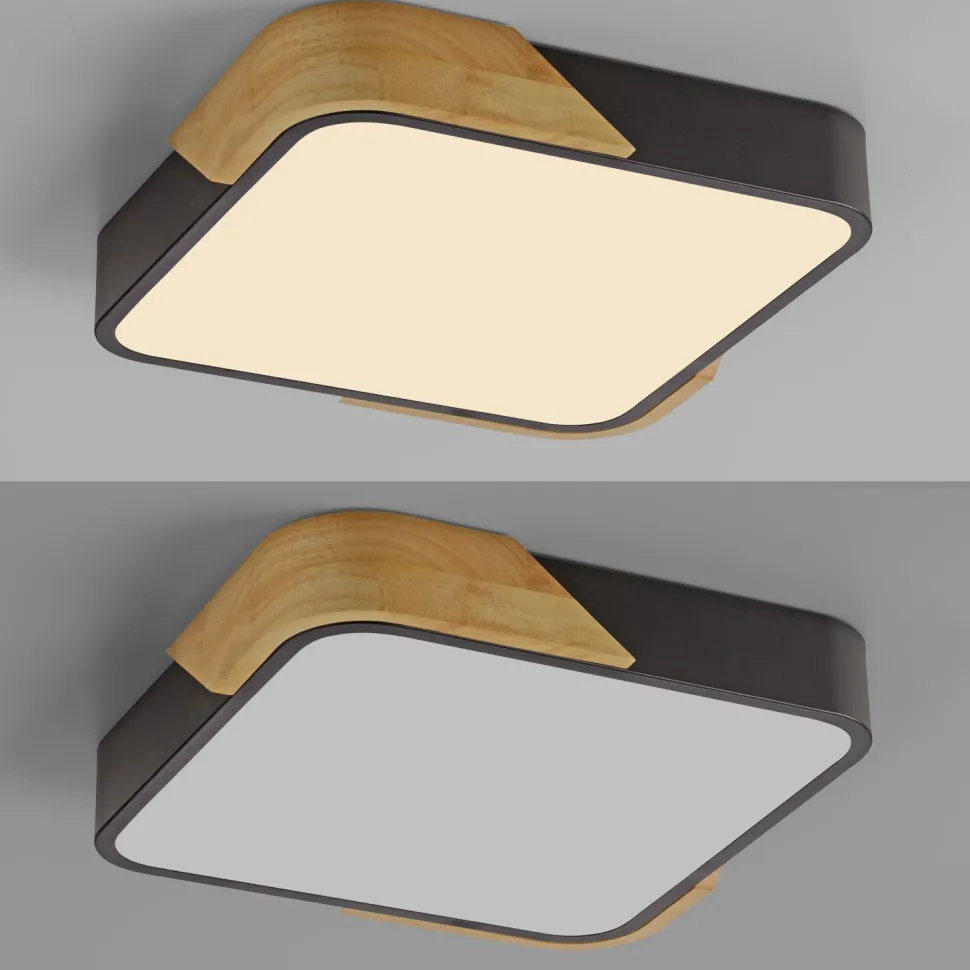 LED Deckenleuchte Holz L:32 cm Schwarz Natur 3000 K