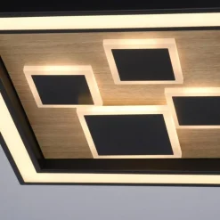 LED Deckenleuchte Holz Schwarz Serienschalter L:48 cm