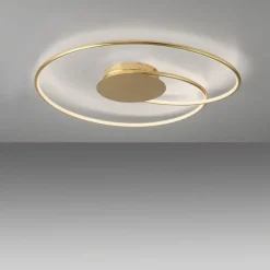 LED Deckenleuchte Leuchtringe Metall in Gold L:70 cm