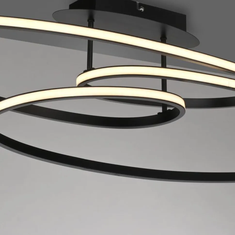 LED Deckenleuchte Metall Schwarz 3000 K Ringe dekorativ