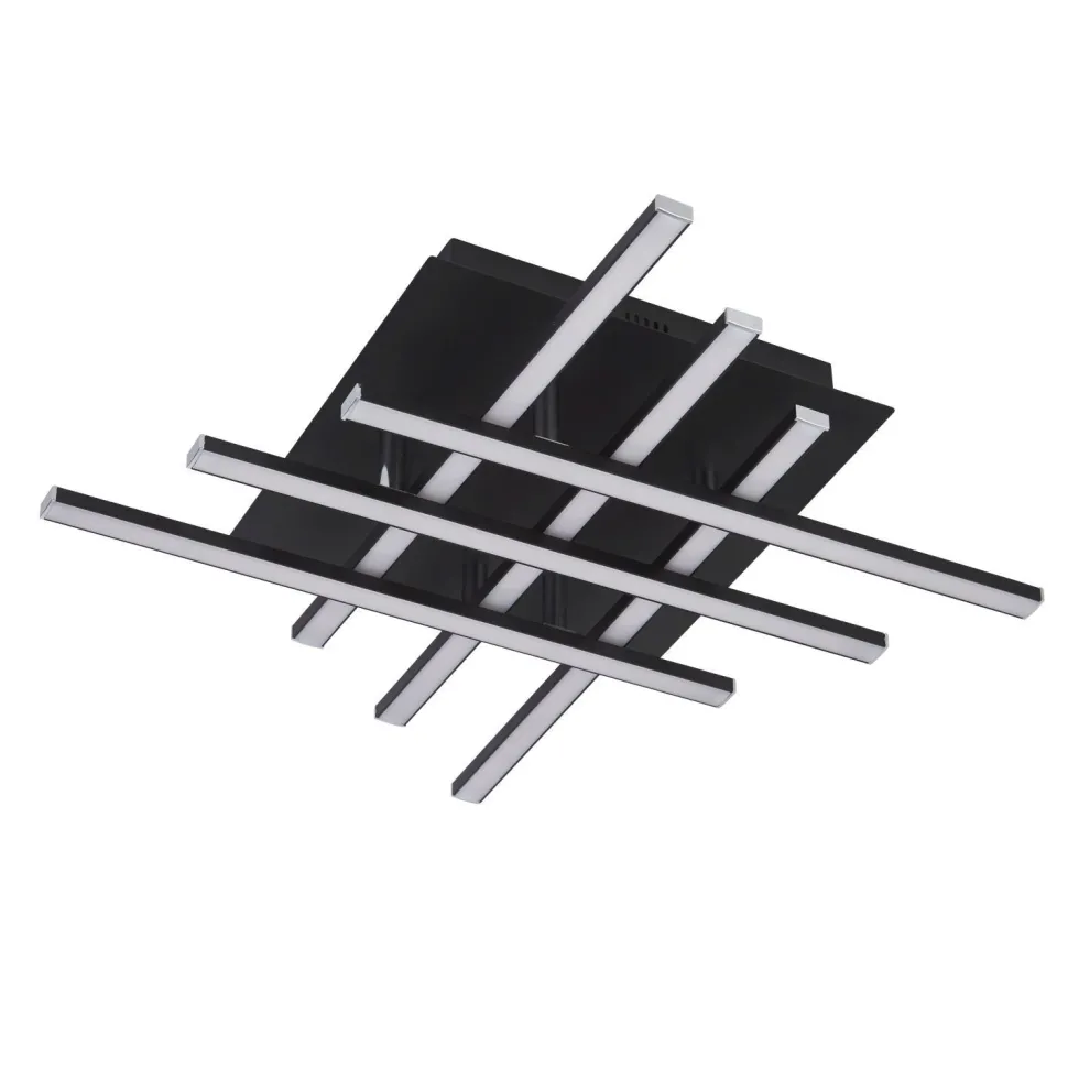 LED Deckenleuchte Metall B: 45,5 cm Schwarz Chrom 3000 K