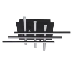 LED Deckenleuchte Metall B: 45,5 cm Schwarz Chrom 3000 K