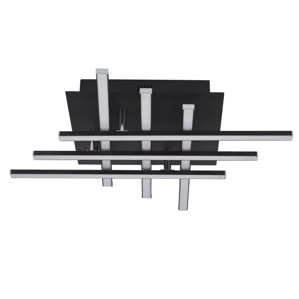 LED Deckenleuchte Metall B: 45,5 cm Schwarz Chrom 3000 K