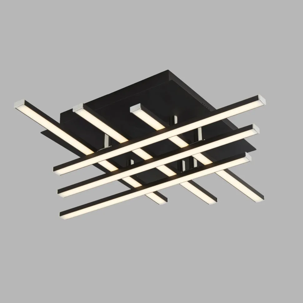 LED Deckenleuchte Metall B: 45,5 cm Schwarz Chrom 3000 K