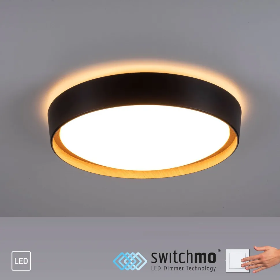 LED Deckenleuchte Schwarz Natur Ø40 cm 3400 lm dimmbar