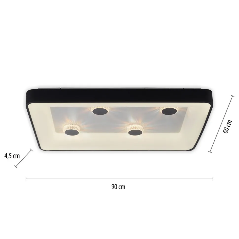 LED Deckenleuchte Schwarz 2700-5000 K 6295 lm dimmbar