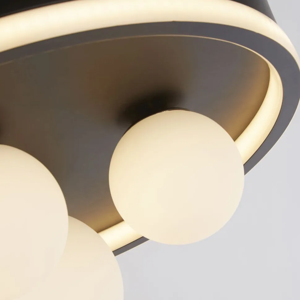 LED Deckenleuchte Schwarz Weiß Metall Glaskugeln Ø40 cm