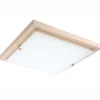 LED Deckenleuchte Weiß Holz quadratisch Wohnzimmer