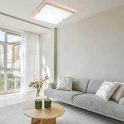 LED Deckenleuchte Weiß Holz quadratisch Wohnzimmer