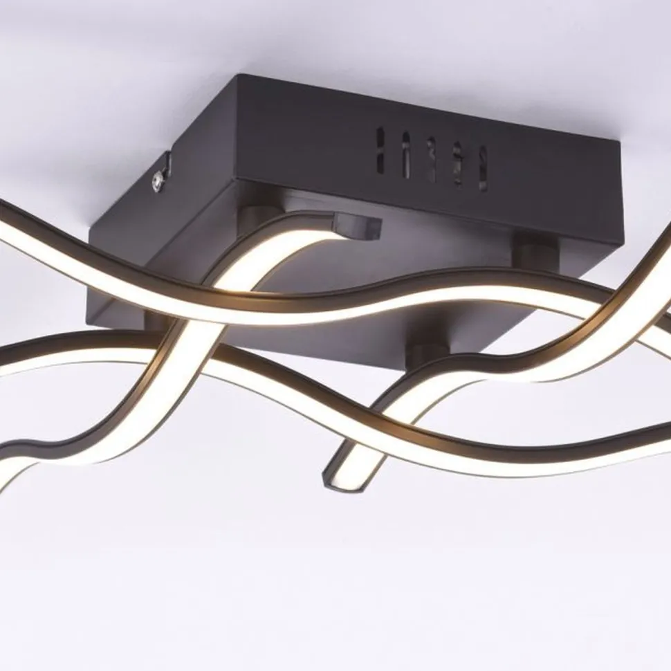 LED Deckenleuchte Wellen Metall Schwarz B:55 cm 3000 K