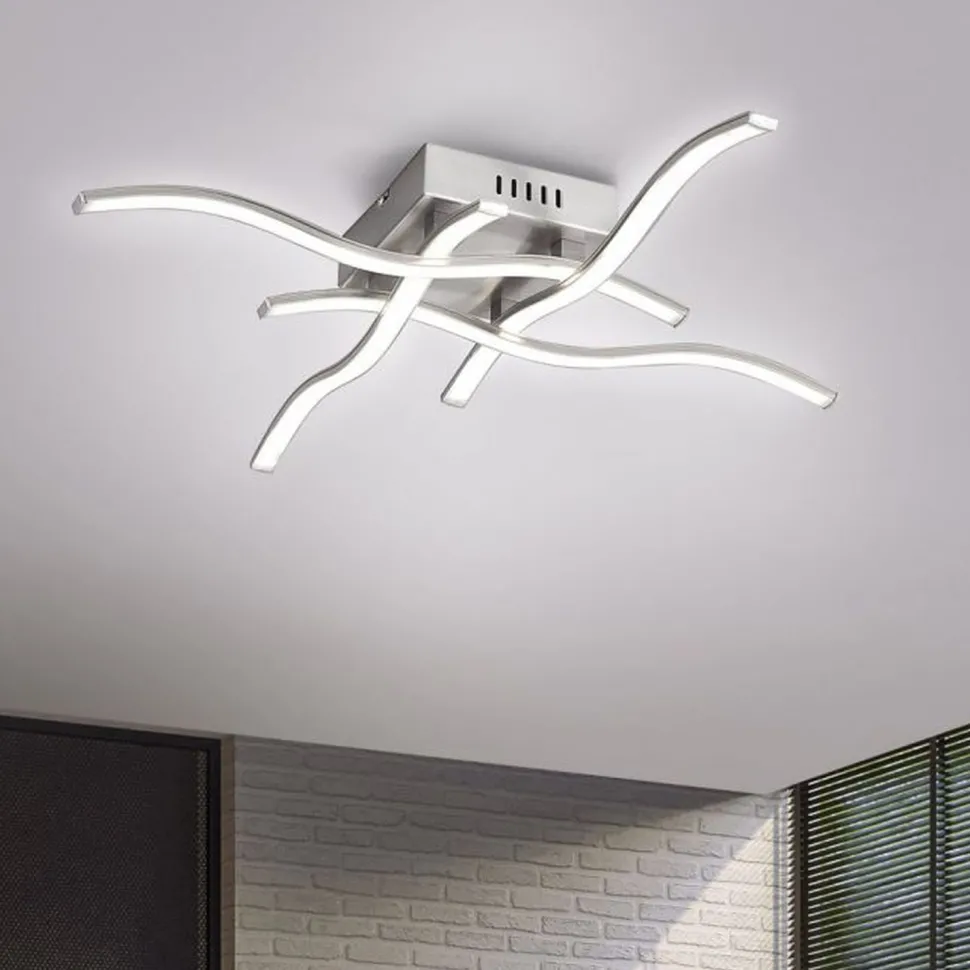 LED Deckenleuchte Wellen Metall in Stahl B:55 cm 3000 K