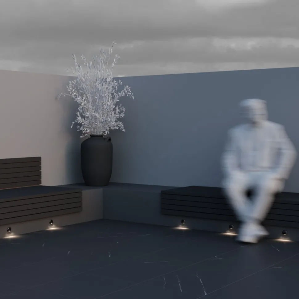 LED Einbauleuchte Wand Aluminium Ø 6,2 cm IP65 Schwarz