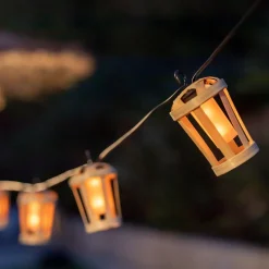 LED Girlande Garten Solar 5m lang IP44 2000 K Bambus