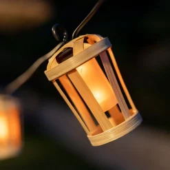 LED Girlande Garten Solar 5m lang IP44 2000 K Bambus