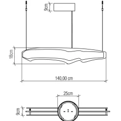 LED Hängelampe Esstisch Teakholz Furnier 140 cm lang XXL