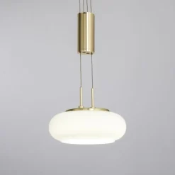 LED Hängelampe Glas in Messing 2-flammig Fernbedienung