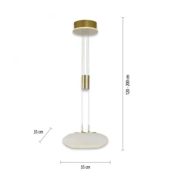 LED Hängelampe Glas in Messing dimmbar Fernbedienung