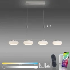 LED Hängelampe Glas in Stahl 108 cm 38 W Fernbedienung