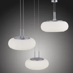 LED Hängelampe Glas in Stahl L:44 cm 3550 lm dimmbar
