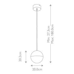 LED Hängelampe Kugelschirm D: 20 cm in Gold Retro