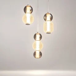 LED Hängelampe Metall Rauchglas 38 cm breit 4000 lm INA