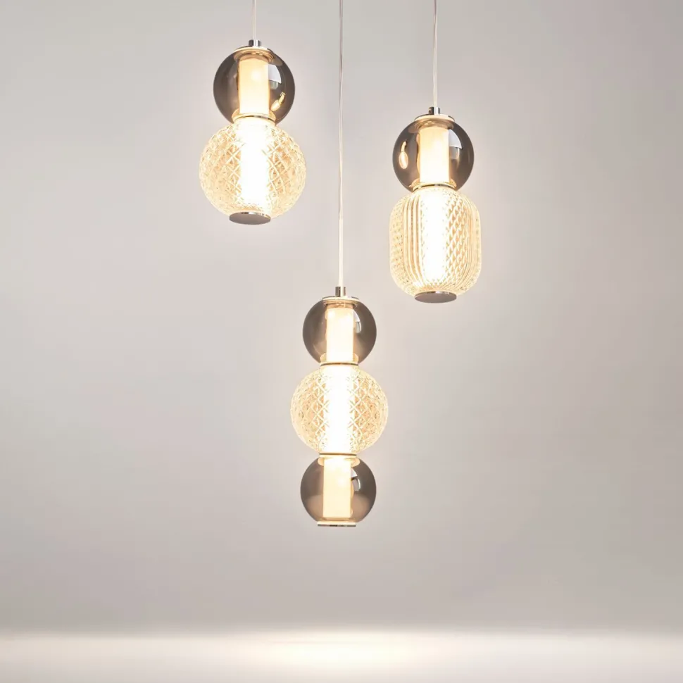 LED Hängelampe Metall Rauchglas 38 cm breit 4000 lm INA