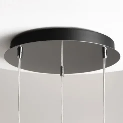 LED Hängelampe Metall Rauchglas 38 cm breit 4000 lm INA