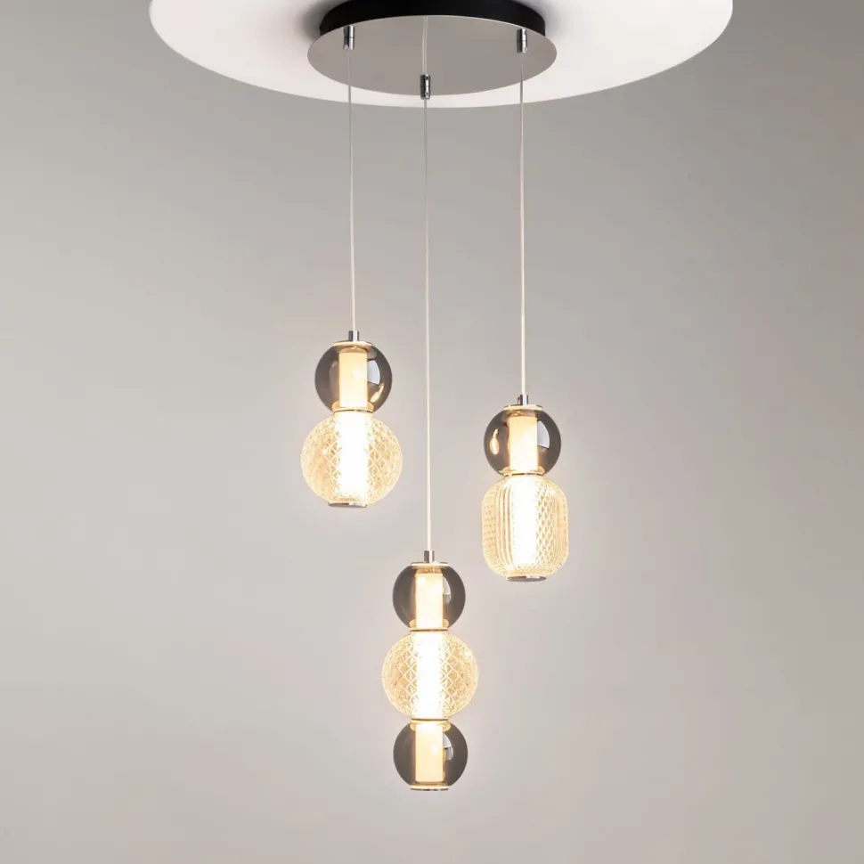 LED Hängelampe Metall Rauchglas 38 cm breit 4000 lm INA