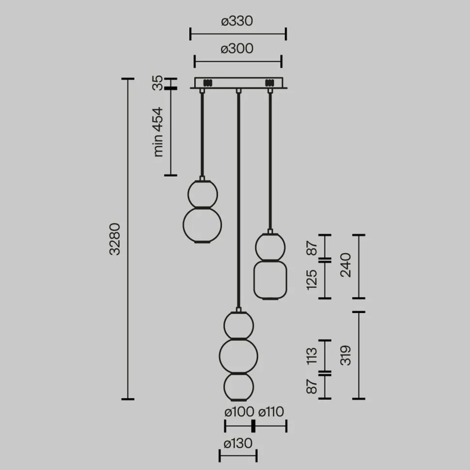 LED Hängelampe Metall Rauchglas 38 cm breit 4000 lm INA