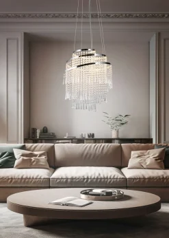 LED Hängelampe mit Fernbedienung dimmbar Chrom Acryl