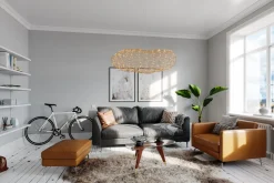 LED Hängelampe Modern 115 cm lang Draht Schirm in Gold