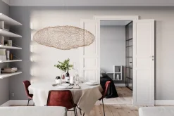 LED Hängelampe Modern 115 cm lang Draht Schirm in Gold