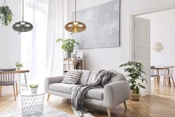 LED Hängelampe Rauchglas Ø 31 cm rund Grau Schwarz 2700 K