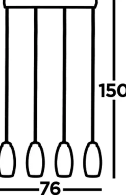 LED Hängelampe Rauchglas 4-flammig B: 75,5 cm 3000 K