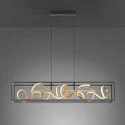 LED Hängelampe Schwarz Gold Metall L:110 cm dimmbar