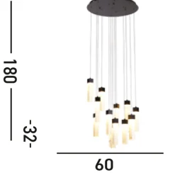 LED Hängelampe Stahl Harz Ø60 cm 3000 K Schwarz Marmor