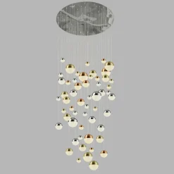 LED Hängeleuchte D: 140 cm in Chrom Kupfer Messing