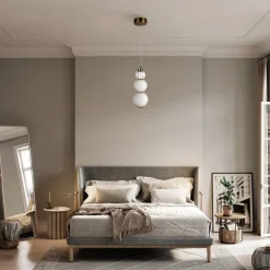 LED Hängeleuchte Metall Glas 14,7 cm breit in Gold Weiß