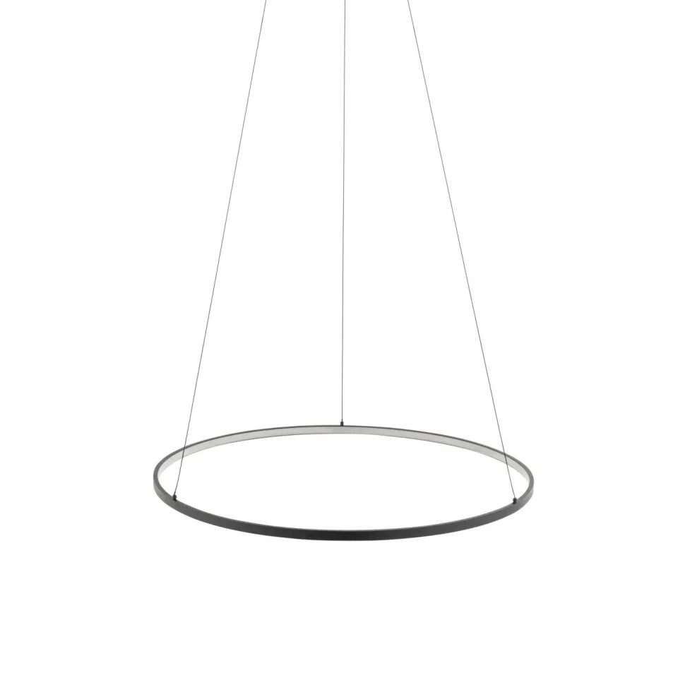 LED Hängeleuchte Ring Ø 60 cm Schwarz 2700 K 660 lm Metall