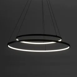 LED Hängeleuchte rund 2 Ringe Ø 60 cm + Ø 45 cm Schwarz 3000 K