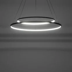 LED Hängeleuchte rund 2 Ringe Ø 60 cm + Ø 45 cm Schwarz 3000 K