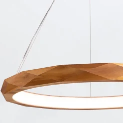 LED Kronleuchter Ring Teak Holz Furnier 3000 K Modern