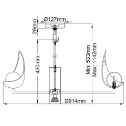 LED Kronleuchter Schwarz Gold Weiß Ø 91,4 cm verstellbare Höhe