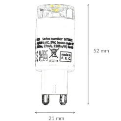 LED Leuchtmittel G9 3000 K 3W H: 52 mm - LM139